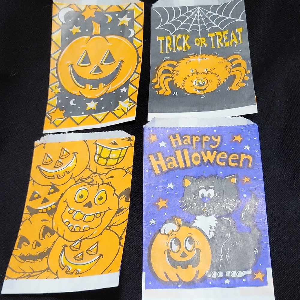 Vintage Halloween Party Favor Goody Bags JOL Cat And Spider